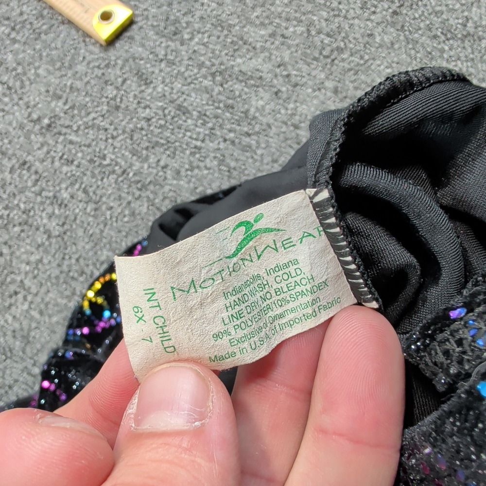 Motionwear Y2K Gymnastics Leotard 6X-7 Black Rainbow Glitter Sparkle Dance Tank - Picture 3 of 8
